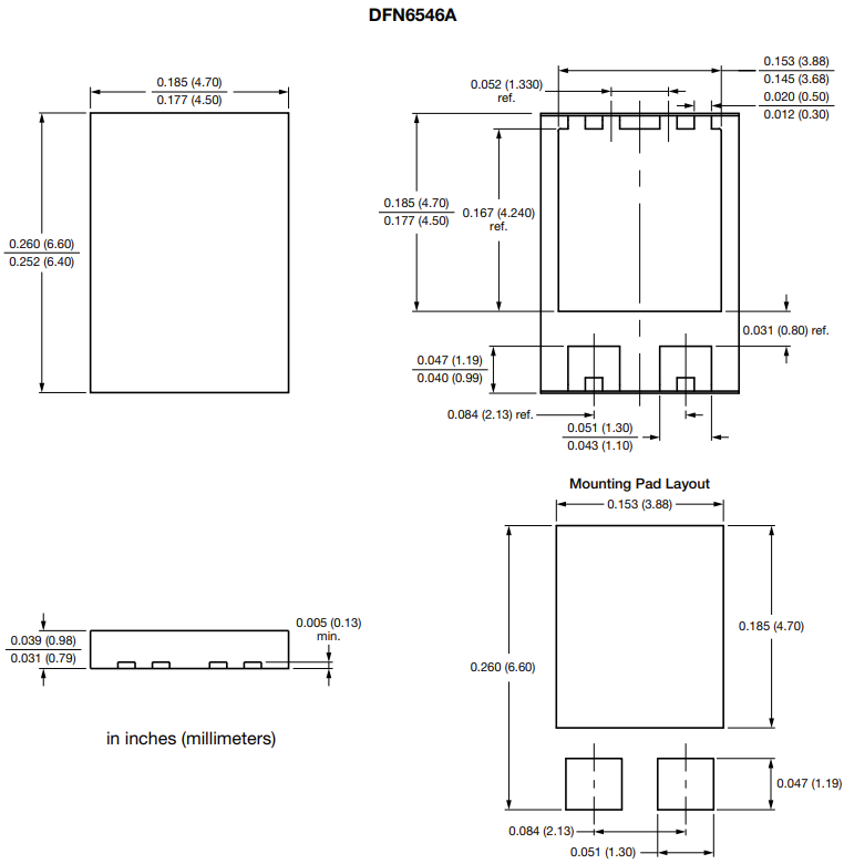 机械图纸 - Vishay Semiconductors 3KDFN12CA至3KDFN100CA TVS二极管